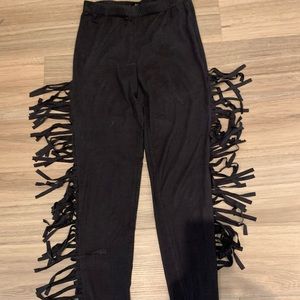 Black fringe leggings